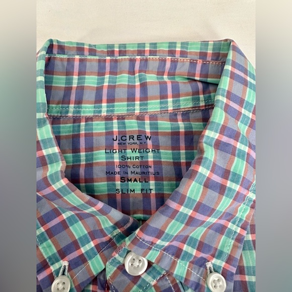 J. Crew Men Light Weight Shirt 100% Cotton Slim Fit Plaid Button Up Size Small - Picture 5 of 9